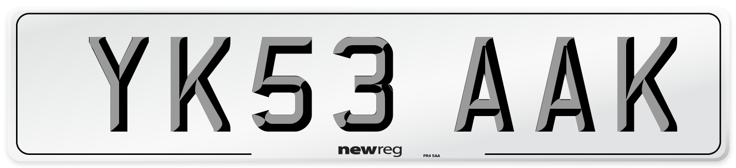 YK53 AAK Number Plate from New Reg
